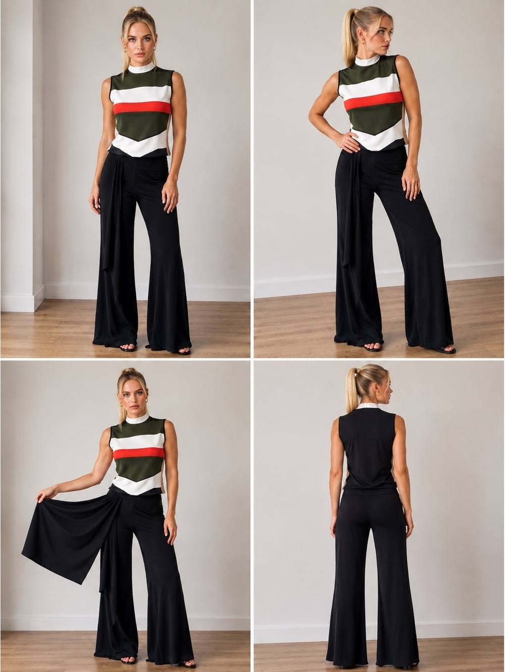 Y2K Arden B Black Ruched Waist Palazzo Pants XS